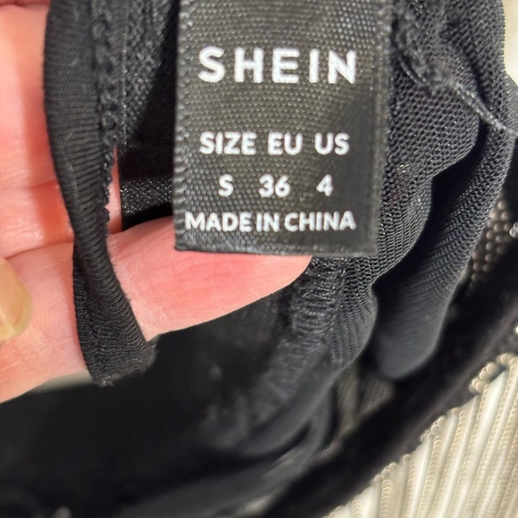 SHEIN crisscross triangle Black Bralette with Silver Chain Fringe size Small - Picture 2 of 12